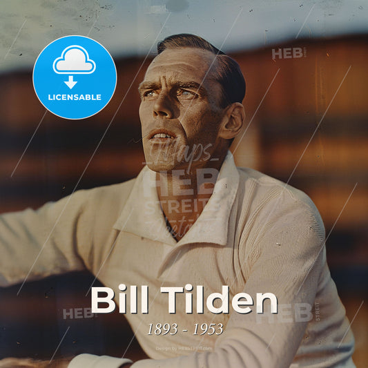 Bill Tilden, 1893 - 1953, American tennis player - A Man In A White Shirt Print Template