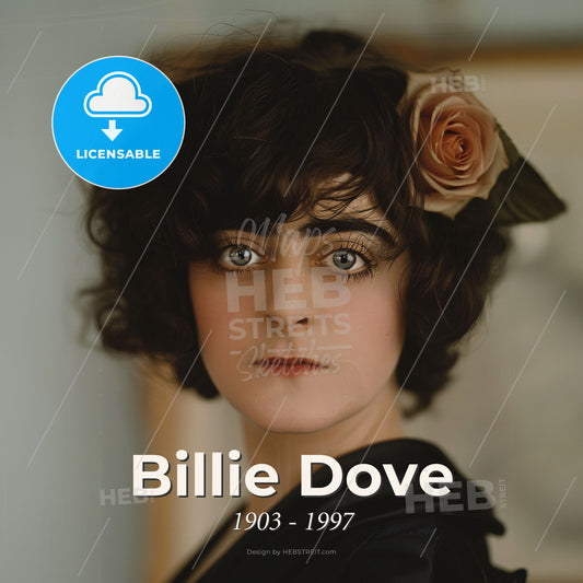 Billie Dove, 1903 - 1997, American actress - A Woman With A Rose In Her Hair Print Template