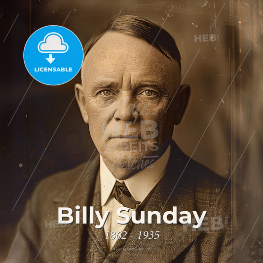Billy Sunday, 1862 - 1935, American evangelist - A Man In A Suit Print Template