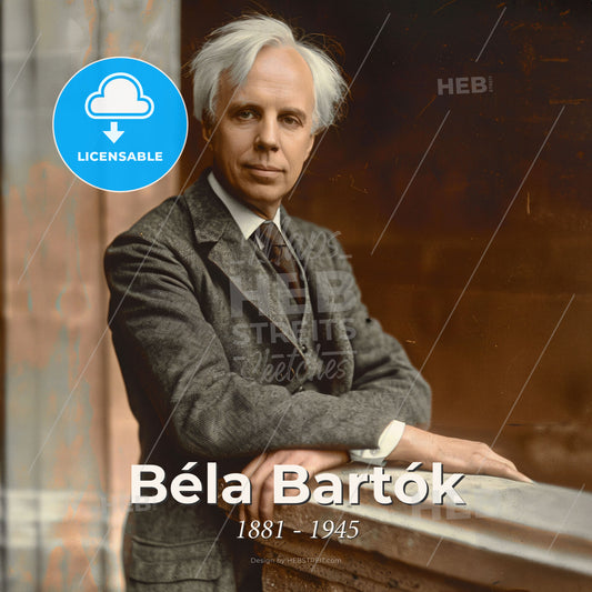 Béla Bartók, 1881 - 1945, Hungarian composer - A Man Leaning On A Ledge Print Template