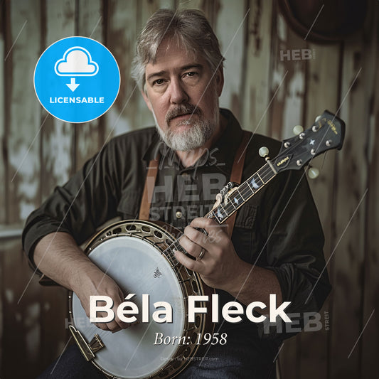 Béla Fleck, Born: 1958, American banjo player - A Man Playing A Banjo Print Template