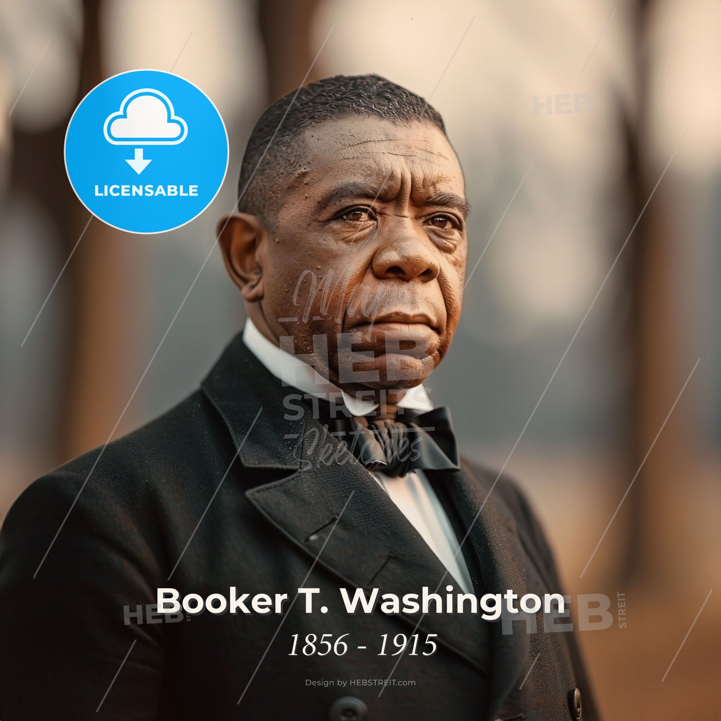 Booker T. Washington, 1856 - 1915, American educator - A Man In A Suit Print Template