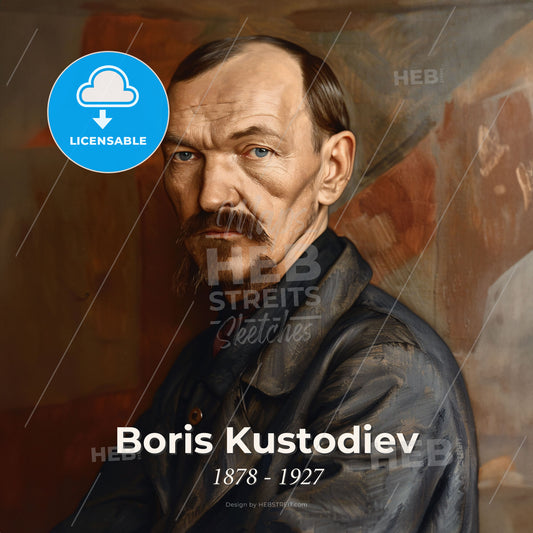 Boris Kustodiev, 1878 - 1927, Russian painter and stage designer - A Man With A Mustache And A Beard Print Template