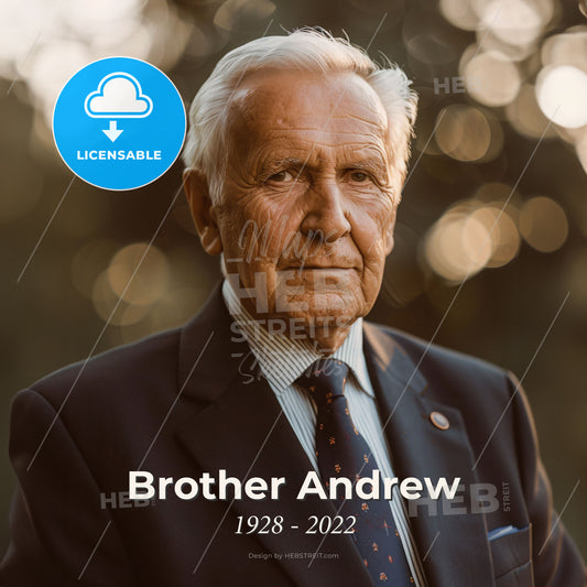 Brother Andrew, 1928 - 2022, Dutch missionary - An Old Man In A Suit Print Template