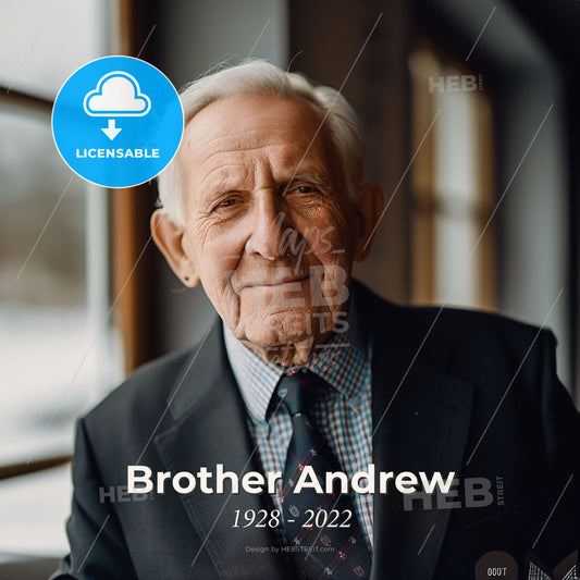 Brother Andrew, 1928 - 2022, Dutch missionary - An Old Man In A Suit Print Template