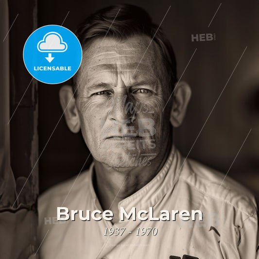 Bruce McLaren, 1937 - 1970, New Zealand racing driver - A Man In A White Shirt Print Template