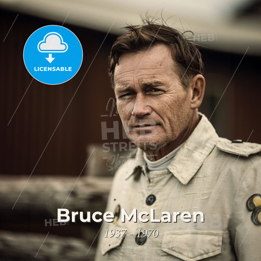 Bruce McLaren, 1937 - 1970, New Zealand racing driver - A Man In A White Jacket Print Template