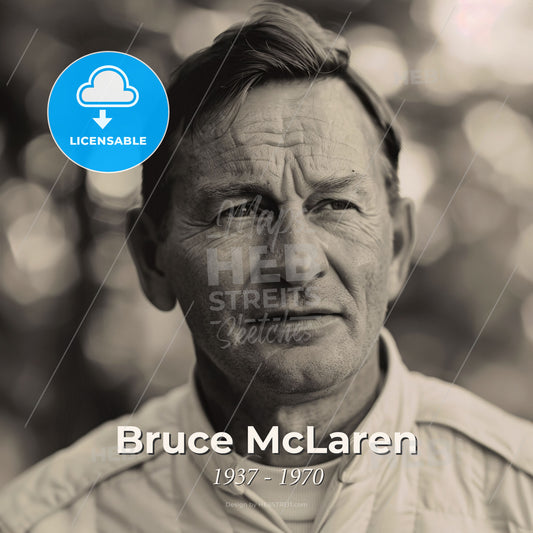 Bruce McLaren, 1937 - 1970, New Zealand racing driver - A Man Looking At The Camera Print Template