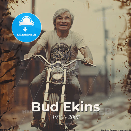 Bud Ekins, 1930 - 2007, American stuntman and actor - A Man Riding A Motorcycle Print Template