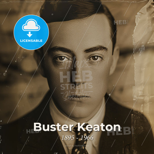 Buster Keaton, 1895 - 1966, American comic actor - A Man In A Suit And Tie Print Template
