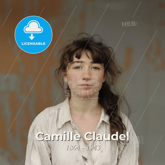 Camille Claudel, 1864 - 1943, French sculptor - A Woman With Long Hair And A White Shirt Print Template