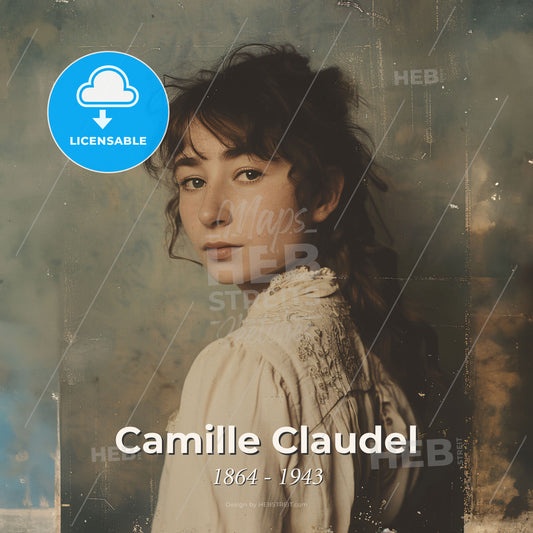 Camille Claudel, 1864 - 1943, French sculptor - A Woman With Long Hair In A White Shirt Print Template