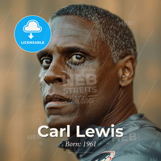 Carl Lewis, Born: 1961, American track and field athlete - A Man With Wet Hair Print Template
