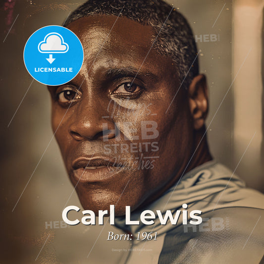 Carl Lewis, Born: 1961, American track and field athlete - A Man With Wet Hair Print Template