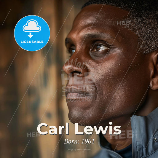 Carl Lewis, Born: 1961, American track and field athlete - A Man Looking Away From The Camera Print Template