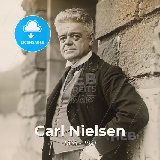 Carl Nielsen, 1865 - 1931, Danish composer - A Man Leaning Against A Wall Print Template