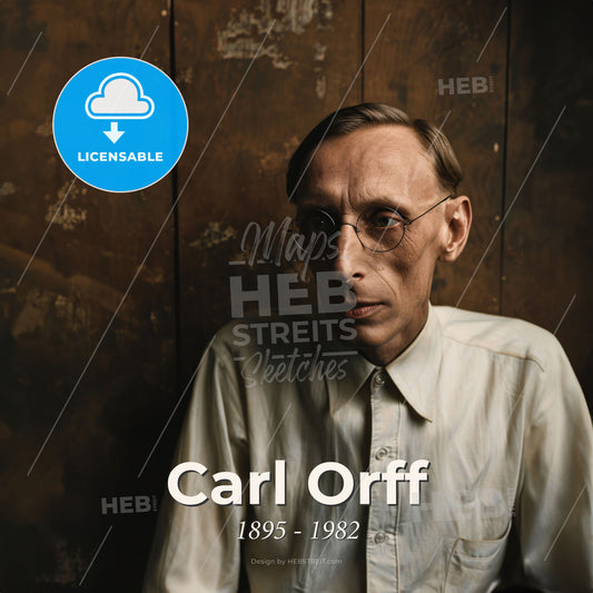 Carl Orff, 1895 - 1982, German composer - A Man Wearing Glasses And A White Shirt Print Template