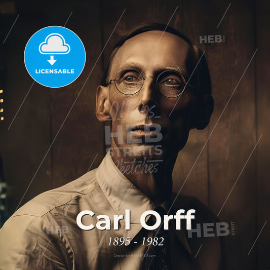 Carl Orff, 1895 - 1982, German composer - A Man Wearing Glasses And A Tie Print Template