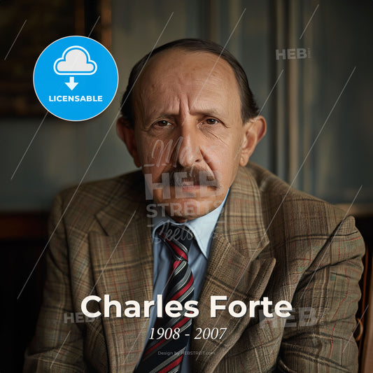 Charles Forte, 1908 - 2007, British hotelier - A Man With A Mustache Wearing A Suit And Tie Print Template
