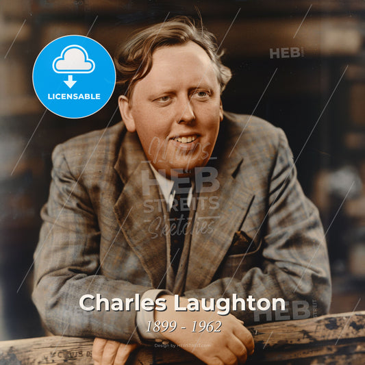 Charles Laughton, 1899 - 1962, British actor - A Man Leaning On A Railing Print Template