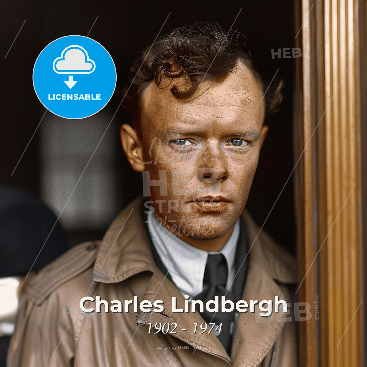 Charles Lindbergh, 1902 - 1974, American aviator and navigator - A Man In A Trench Coat Print Template