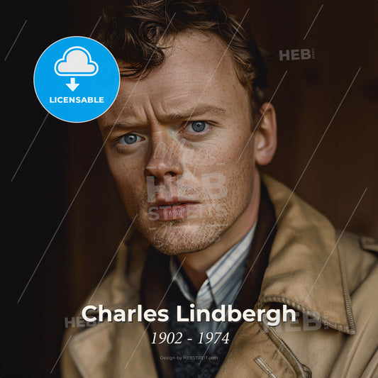 Charles Lindbergh, 1902 - 1974, American aviator and navigator - A Man With Freckles Wearing A Trench Coat Print Template