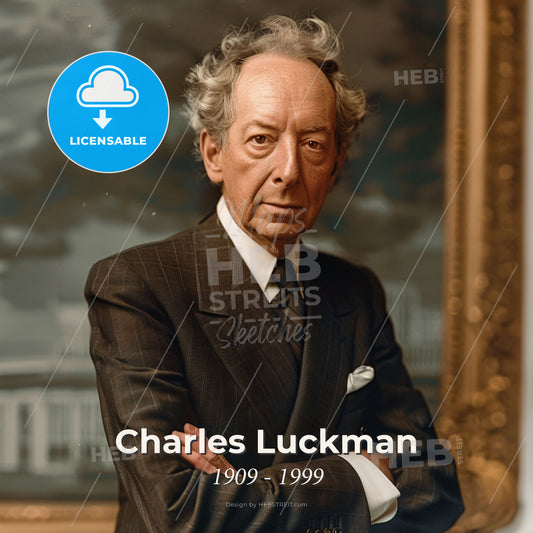 Charles Luckman, 1909 - 1999, American real estate developer and architect - A Man In A Suit With His Arms Crossed Print Template