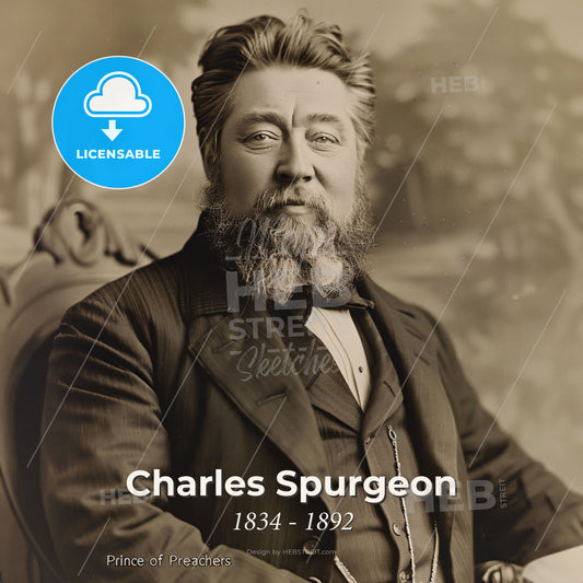 Charles Spurgeon, 1834 - 1892, British preacher and author - A Man Sitting In A Chair Print Template