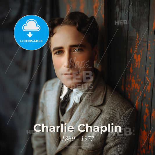 Charlie Chaplin, 1889 - 1977, British comic actor - A Man In A Suit Leaning Against A Wall Print Template