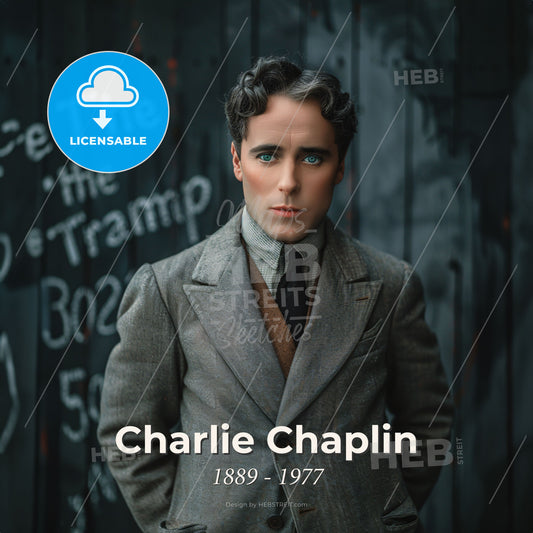 Charlie Chaplin, 1889 - 1977, British comic actor - A Man In A Suit Print Template