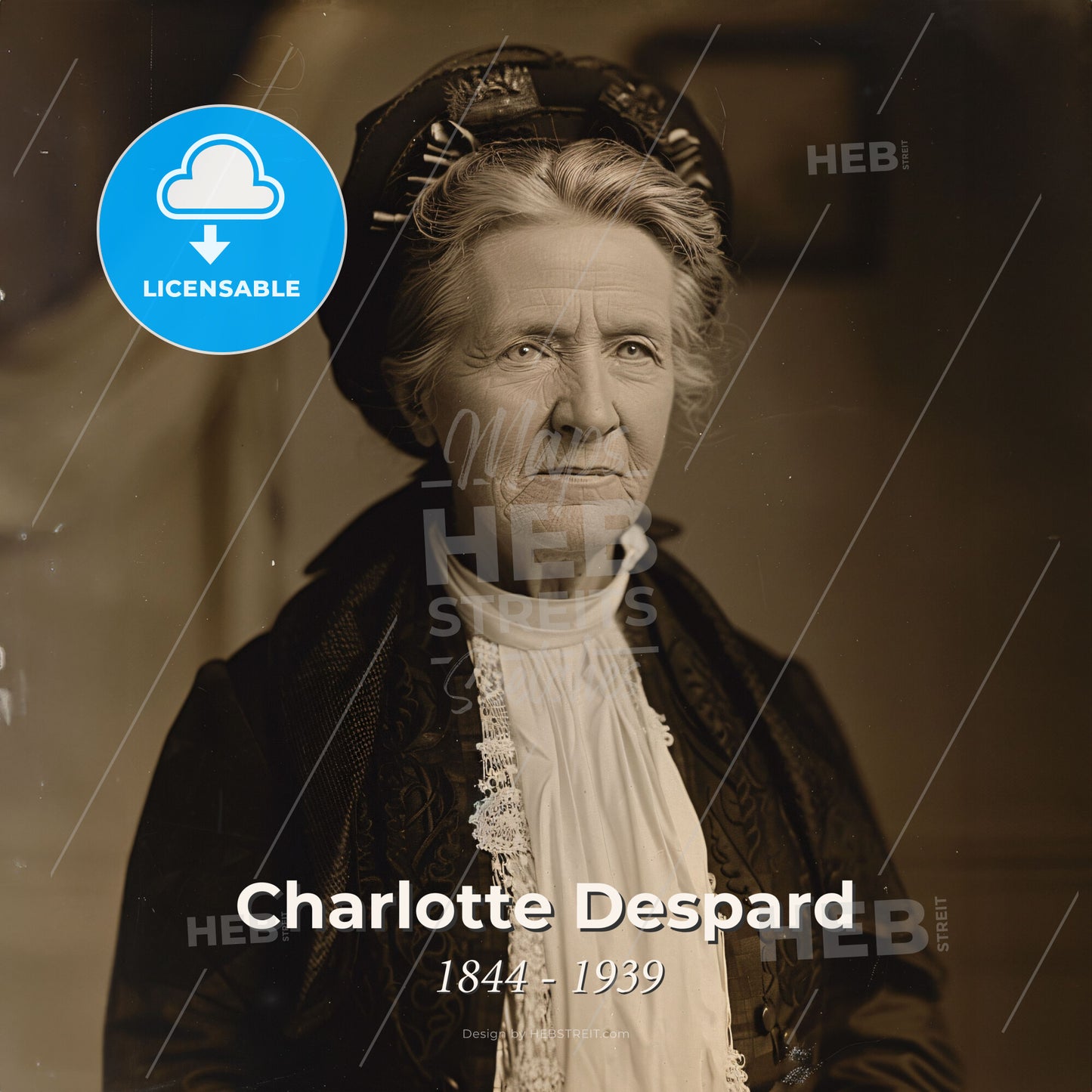 Charlotte Despard, 1844 - 1939, British educator and activist - An Old Woman In A Hat Print Template