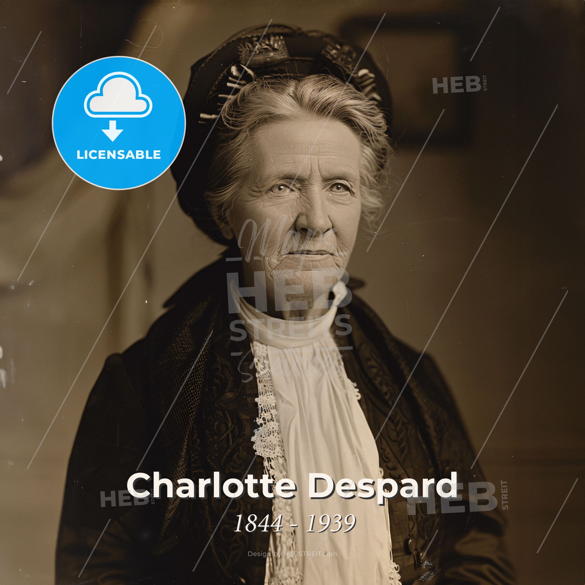 Charlotte Despard, 1844 - 1939, British educator and activist - An Old Woman In A Hat Print Template