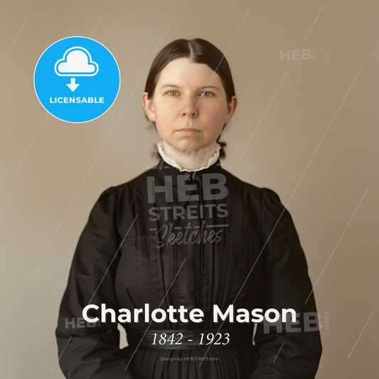 Charlotte Mason, 1842 - 1923, British educator - A Woman In A Black Dress Print Template