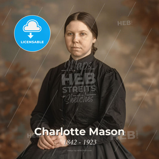 Charlotte Mason, 1842 - 1923, British educator - A Woman In A Black Dress Print Template