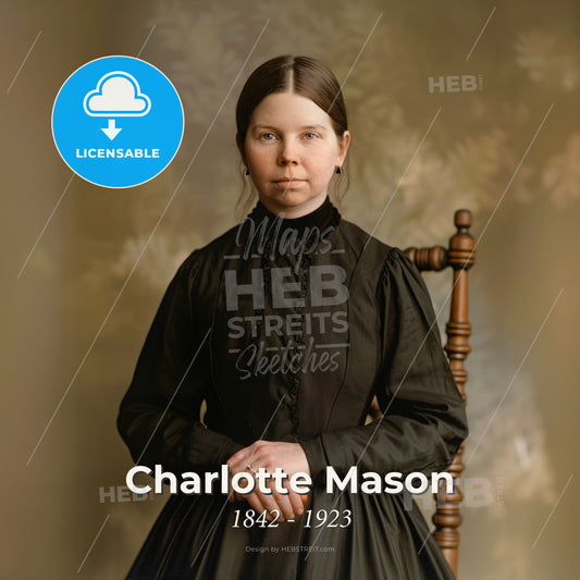 Charlotte Mason, 1842 - 1923, British educator - A Woman In A Black Dress Print Template