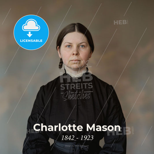 Charlotte Mason, 1842 - 1923, British educator - A Woman In A Black Dress Print Template