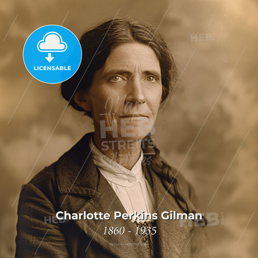 Charlotte Perkins Gilman, 1860 - 1935, American writer and educator - A Woman With Braided Hair And A White Shirt Print Template