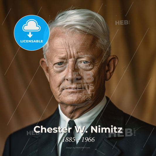 Chester W. Nimitz, 1885 - 1966, American Fleet Admiral - A Man In A Suit And Tie Print Template