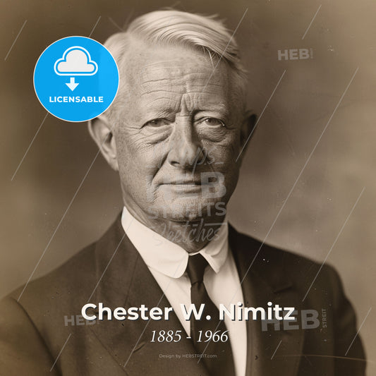 Chester W. Nimitz, 1885 - 1966, American Fleet Admiral - A Man In A Suit And Tie Print Template