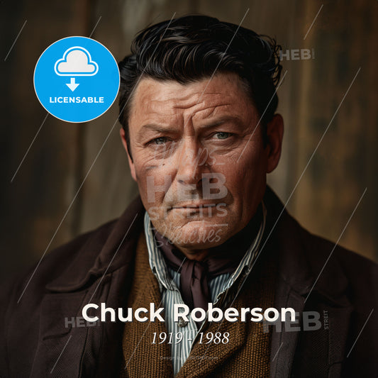 Chuck Roberson, 1919 - 1988, American stuntman and actor - A Man In A Brown Jacket Print Template