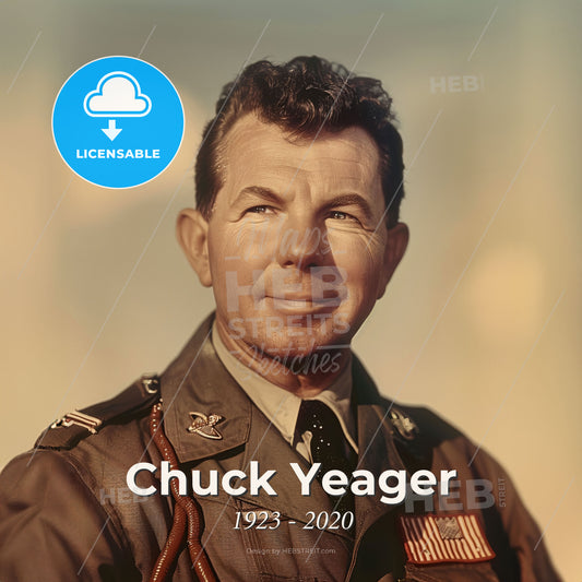 Chuck Yeager, 1923 - 2020, American test pilot and General - A Man In A Military Uniform Print Template