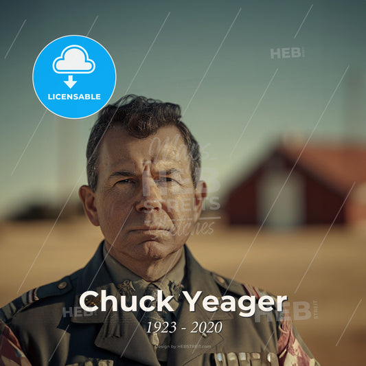 Chuck Yeager, 1923 - 2020, American test pilot and General - A Man In Military Uniform Print Template