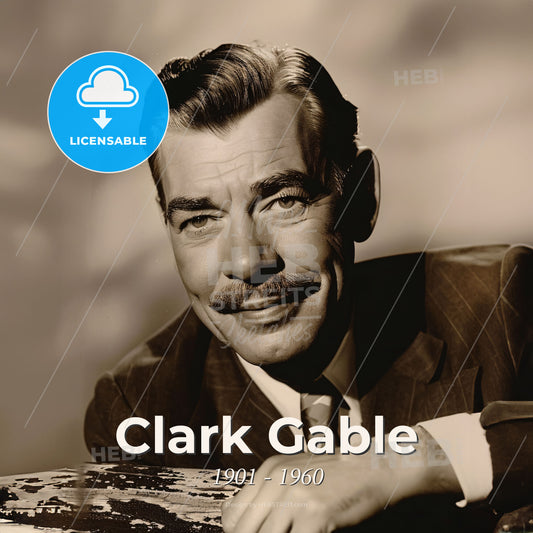 Clark Gable, 1901 - 1960, American actor - A Man With A Mustache Print Template