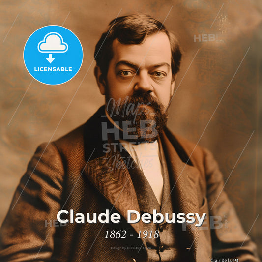 Claude Debussy, 1862 - 1918, French composer - A Man With A Beard And Mustache Print Template