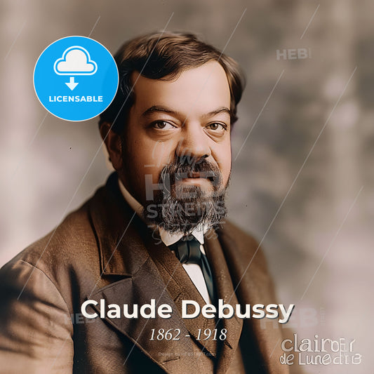 Claude Debussy, 1862 - 1918, French composer - A Man With A Beard And Mustache Wearing A Suit And Tie Print Template