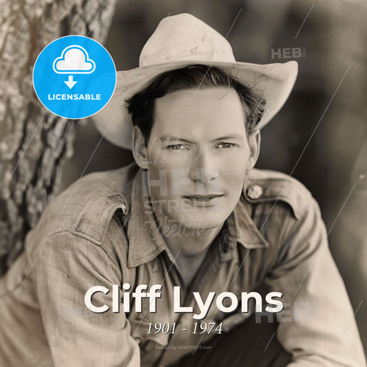 Cliff Lyons, 1901 - 1974, American stuntman and actor - A Man In A Cowboy Hat Print Template