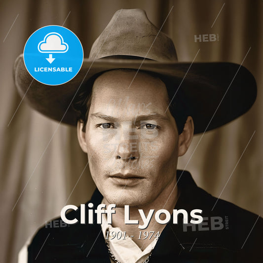 Cliff Lyons, 1901 - 1974, American stuntman and actor - A Man Wearing A Cowboy Hat Print Template