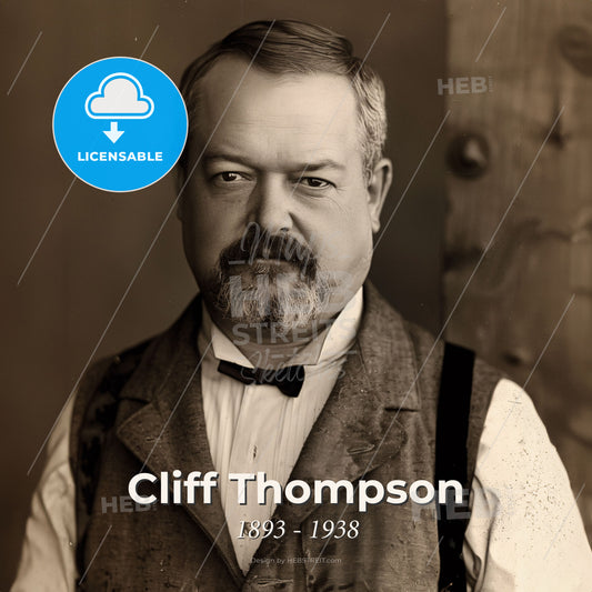 Cliff Thompson, 1893 - 1938, American stuntman and actor - A Man With A Mustache And Beard Wearing A Vest And Bow Tie Print Template