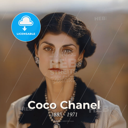 Coco Chanel, 1883 - 1971, French fashion designer - A Woman With A Necklace And Earrings Print Template