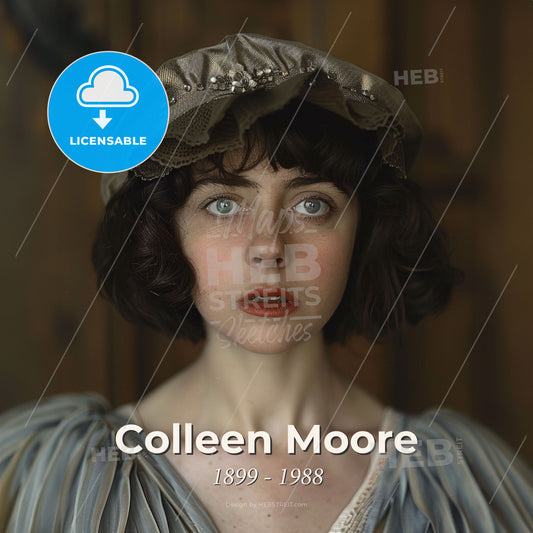 Colleen Moore, 1899 - 1988, American actress - A Woman With Curly Hair Wearing A Hat Print Template